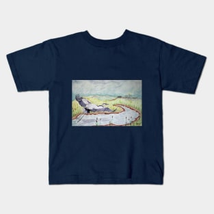 Flight of the Great Blue Heron Kids T-Shirt